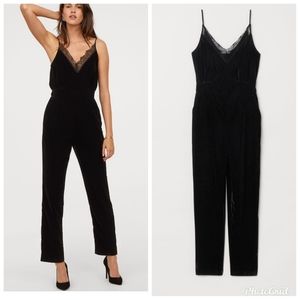 H&M Velvet Lace Trim Jumpsuit